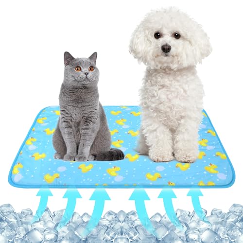 NACOCO Summer Pet Cooling Mat - Cat Dog Cushion Pad Sleeping Cool Ducks Comfortable Soft for Pets Kids and Adults (Blue Duck, M) - color: Blue Duck, size: M: 19.5" x 27.5''