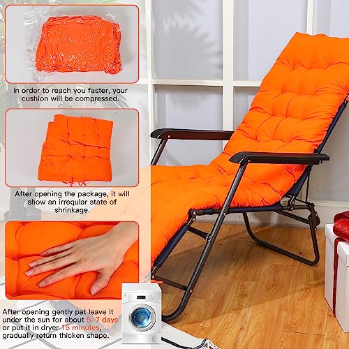 Bucherry 67 x 19 Inch Chaise Lounge Cushions Soft Lounge Chair Cushion Gravity Chair Cushion Sofa Lawn Furniture Cushion Pad with 6 Tie for Outdoor Indoor Patio Home Without Headrest (Orange,2 Pcs) - color: Orange