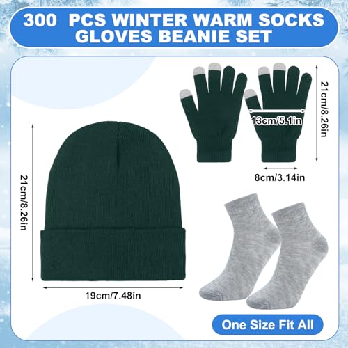 400 Pcs Thermal Blankets Winter Warmth Set Bulk, Warm Socks Winter Touchscreen Gloves Beanie Hats Emergency Foil Blankets (Elegant) - color: Elegant