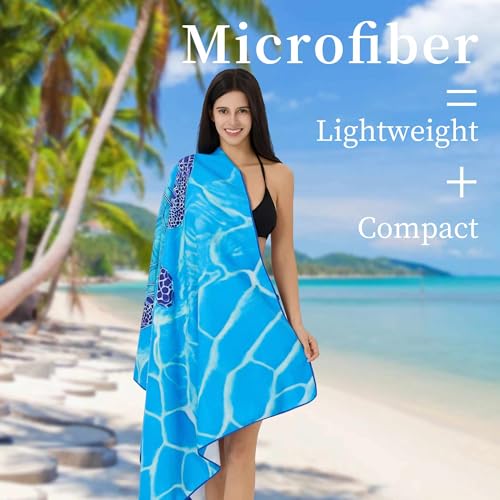 Microfiber Extra Large, Oversized Cute Turtle/Shark Beach Towels (70''x35'') - 2 Pack XL Quick Dry Striped Towels for Adults，Sand Free for Pool, Spa, Swim & Travel - Ultra Soft & Lightweight - color: 2 Pack Turtle