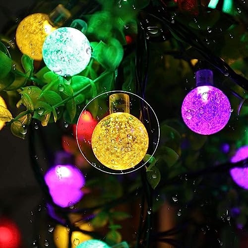 Solar String Lights Outdoor 100 Led 40 Feet Crystal Globe Lights with 8 Lighting Modes, Waterproof Solar Powered Patio Light for Garden Yard Porch Wedding Party Outdoor Decoration(Multicolor)