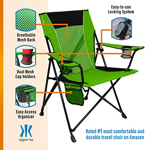 Kijaro Dual Lock Portable Camping Chairs - Enjoy the Outdoors with a Versatile Folding Chair, Sports Chair, Outdoor Chair & Lawn Chair - Dual Lock Feature Locks Position – Ireland Green - color: white