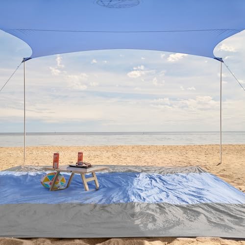 WEKAPO Beach Tent Sun Shelter - Easy Setup Beach Canopy with 4 Sturdy Poles, Large Sandbags and Shovel, 7'1'' Tall, Windproof Sun Shade for Backyard and Camping, UPF 50+ Protection - color: Periwinkle Blue, size: 9x10 FT 4 Pole