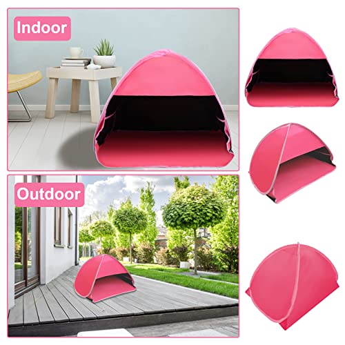Pop Up Beach Sun Shade, 1-Pack Mini Sun Shelter Tent for Anti-UV Windproof Camping Picnic Fishing Bench, Rose Red-Painted Silver, L - color: Rose red-painted silver, size: Large