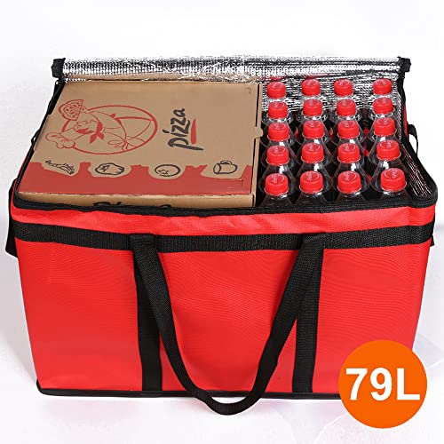 Bodaon 4-Pack Insulated Food Delivery Bag, XXX-Large Meal Grocery Tote Insulation Bag for Hot and cold Food, Commercial, Large Capacity Reusable Warming Bag, Red - color: Red, size: XXX-Large
