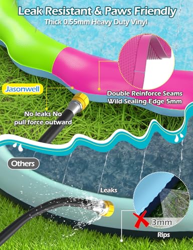 Kids Dog Splash Pad Sprinkler - Jasonwell Non Slip Dog Sprinkler Pad Splash Pool Puppy Dogs Pool Summer Outdoor Water Toys Backyard Durable Splash Pad for Toddlers Kids Small Medium Large Dogs Pet - style: Rainbow-87"