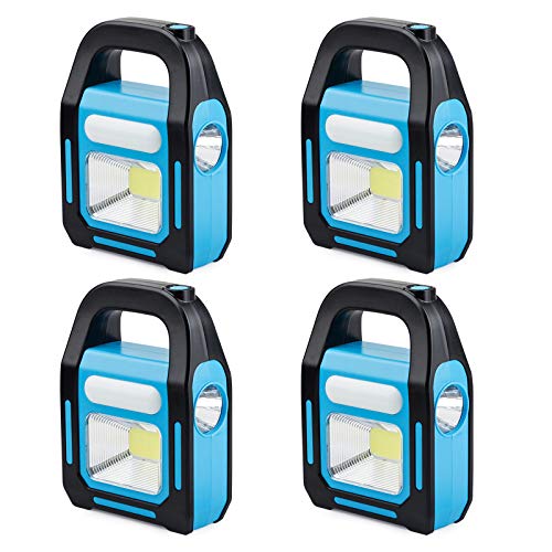 4 Pack 3 in 1 Solar USB Rechargeable Brightest COB LED Camping Lantern, Waterproof Emergency Flashlight LED Light - size: 4 Pack