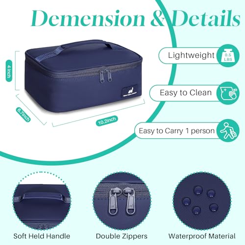 NOL Natural Organic Lifestyle Insulated Lunch Bag for Adults – Compact Cooler Lunch Box with Food-Grade Lining, Waterproof Lunch Bag for Work, Travel | Portable Thermal Meal Tote with Handle,Navy blue - color: Navy Blue, size: Small (4.5 Liters)