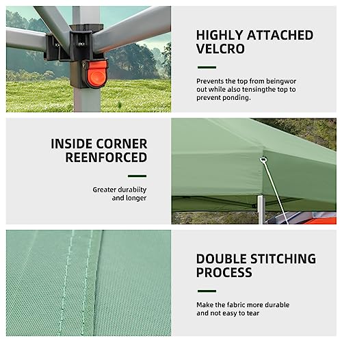 10x10 Pop Up Canopy Tent, Outdoor Instant Sun Shelter - Green, Included 1 x Rolling Storage Wheeled Bag, 4 x Guylines, 8 x Stakes - color: Basic Green