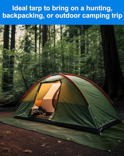 SmoothNovelty 6 Pcs Large Waterproof Tarp 10 x 10 ft Heavy Duty 5.5 Mil Thick Poly Tarpaulin with Grommets Multipurpose Protective Cover for Summer Home Boats Cars Camping Rv Pool Tent - color: Green,blue,gra, size: 10 x 10 ft