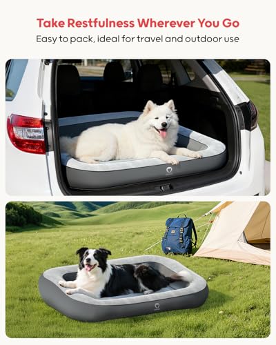 QPAU 47 in Inflatable Dog Bed for Home Travel and Outdoor, Pet Mattress for Small, Medium & Large Dogs (Pump Included - size: Small to Medium