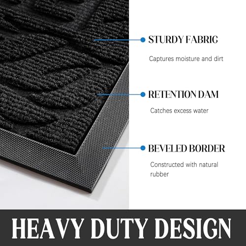 Yimobra Large Welcome Mat 47x32, Waterproof Non-Slip Outdoor Mats for Front Door Outside Entrance, Low-Profile Entryway Mat Indoor for Garage Patio, Black - color: Black, size: 47x32 Inch