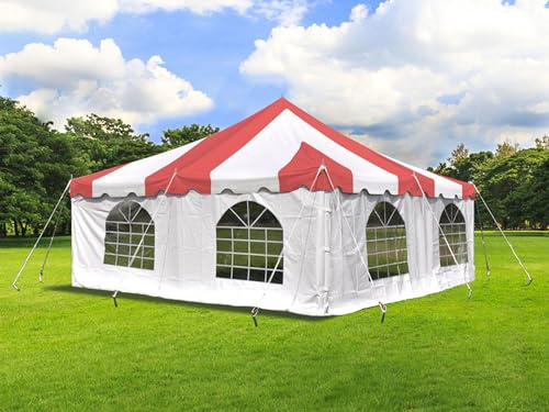 Party Tents Direct 20'x 20' Weekender Canopy Pole Tent with Sidewalls - Easy Up Canopy Tent with 80 Person Capacity - Outdoor Canopies for Parties, Weddings, and Events (Red/White) - color: Red, size: 20' x 20'