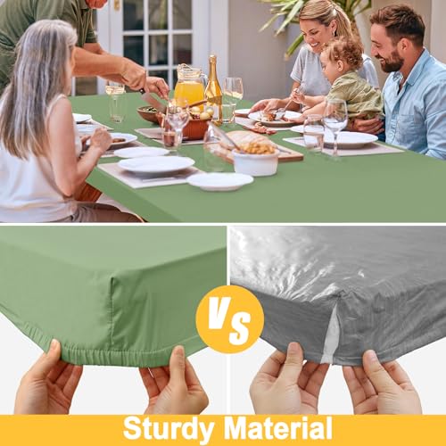 Rectangle Table Cloth, Waterproof Elastic Fitted Tablecloth for 4 Foot Folding Tables, Washable Polyester Tablecloths for Picnic, Camping, Outdoor (Green, 30"x48") - color: Green, size: 48" x 30" (Rectangular)