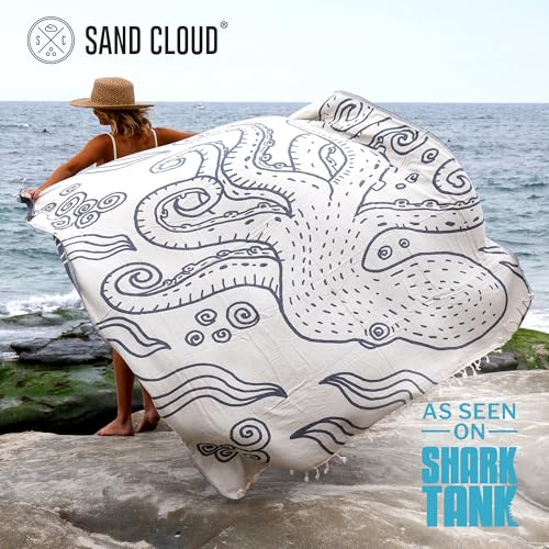 Sand Cloud Extra Large Turkish Beach Towel - Sand Free - 100% Organic Turkish Cotton Yarn - Quick Dry Towel for Beach, Picnic, Blanket or Bath - As Seen on Shark Tank - Marine Life (Ozy) - color: Ozy, size: X-Large