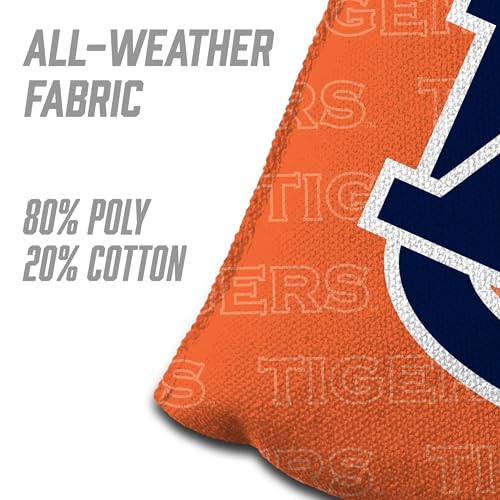 YouTheFan Officially-Licensed NCAA Set of 4 Cornhole Bags - All Weather Regulation 6” x 6” Size - 16oz Weight - Designed in USA - color: Auburn Tigers - Orange