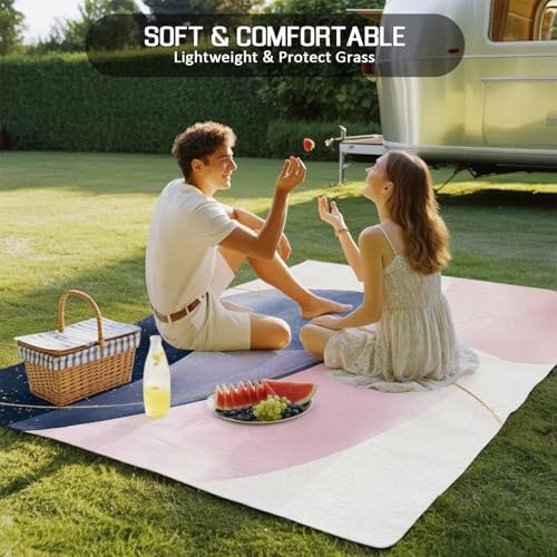 Outdoor Rug 5x8ft, Boho Pink Color Block Indoor Area Rug for Patio Backyard Deck Large Floor Mat, Abstract Geometric Nordic Style Non-Slip Outside Carpet Balcony Porch Camping Rugs Picnic Mat - size: 5' x 8' (Rectangular)