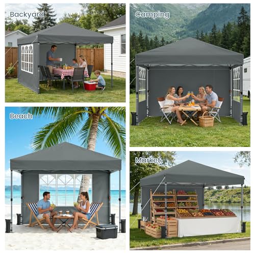 Raynesys Sidewall for 10x10 Canopy Tent, Waterproof Silver-Coated Fabric, UPF 50+ UV Protection, 3 Pack Canopy Wall 114''x72'', No Frame or Top Cover, Gray - color: Gray