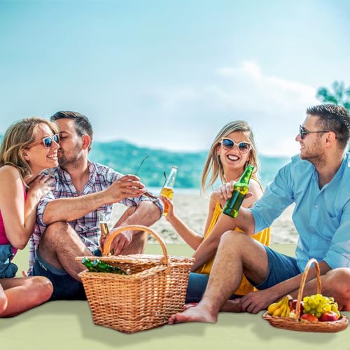 Ainiv Picnic Blanket, Waterproof Beach Blanket with Carry Handle, Foldable Portable Washable Beach Mat Sand-Free, Outdoor Mat in Green for 4-5 People for Camping, Picnic, BBQ - 83 x 87 inches - size: 83 x 87 inches (L for 4-5 People)