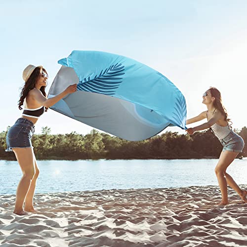 VILLEY Extra Large Waterproof Sandproof Beach Mat 128"x108" for 6-8 Adults, Oversized Beach Blanket with 8 Stakes & 4 Corner Pockets, Outdoor Accessories for Travel, Camping - color: Sunset