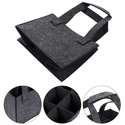 Cabilock 6 Bottle Wine Carrier Tote Bag Felt Wine Bag Portable Bottle Holder for Travel Picnic Party Storage 9.8X7X6.3 Inches