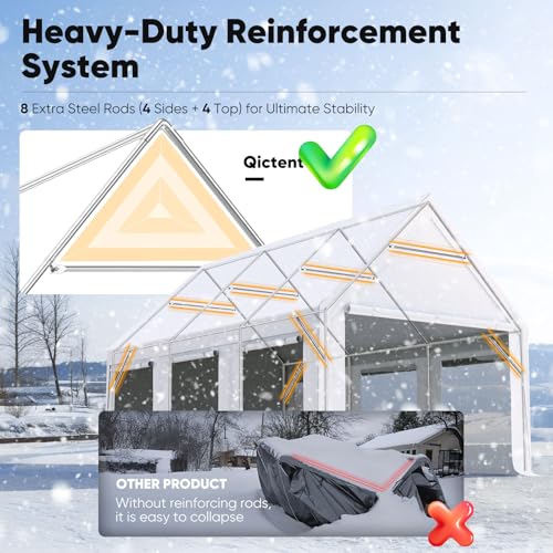 Quictent 10x20 ft Heavy Duty Carport Canopy, Waterproof Outdoor Shelter with Ultra-High Peak & Ventilation Windows, Portable Garage for Parking, Storage, Events & Wedding, Gray - color: Gray, size: 10'x20' High Peak