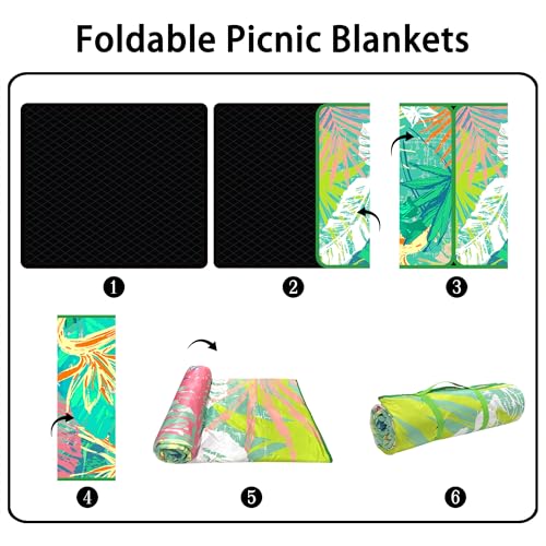 Supfitness Extra Large Picnic Blankets Waterproof Foldable (60 "x 80") Beach Blanket Waterproof Sandproof,3-Layer Thicking Mat Outdoor Packable Camping Blanket - color: Lake Green, size: 60x80in