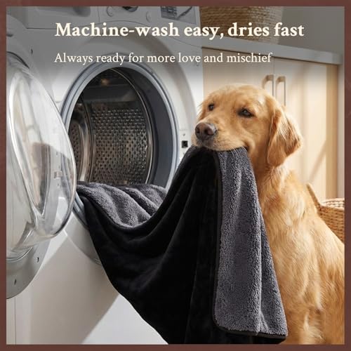 Waterproof Blanket for Bed, Couch, Sofa - Plush Throw Blanket to Protect Furniture, Stain Resistant, Leak-Proof, Double-Sided Flannel & Sherpa Fleece, Reversible Black & Grey, 40"x60" - color: Black & Grey, size: Throw (40"x60")