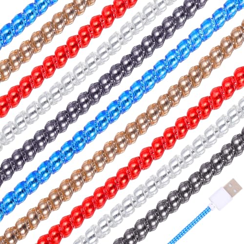 Frienda 10 Pcs Spiral Cord Protector Chargers Protector Pets No Chew Data Cable Protective Sleeve Headphone Charger Saver USB Cable Cover Wire Repair for Phone USB (Cool Colors) - color: Cool Colors