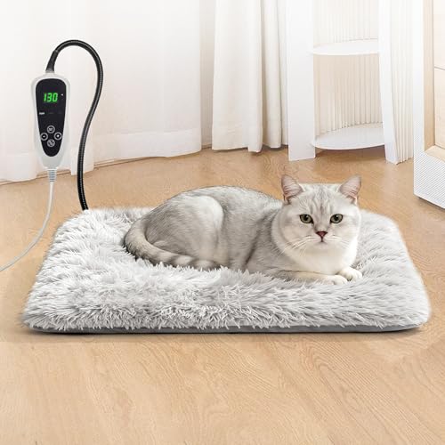 GOLOPET Cat Heating Pad 17 x 13 in with Smart Thermostat Switch and Power Line Protection Tube,Obtained MET and UL Dual Certification,Waterproof Pet Heating Pad for Cats, with Long Velvet Cloth Cover - size: 17.0"l X 13.0"w