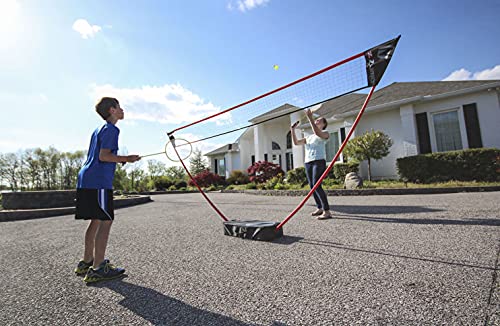 Zume Games Portable Badminton Set with Freestanding Base - Sets Up on Any Surface in Seconds - No Tools or Stakes Required