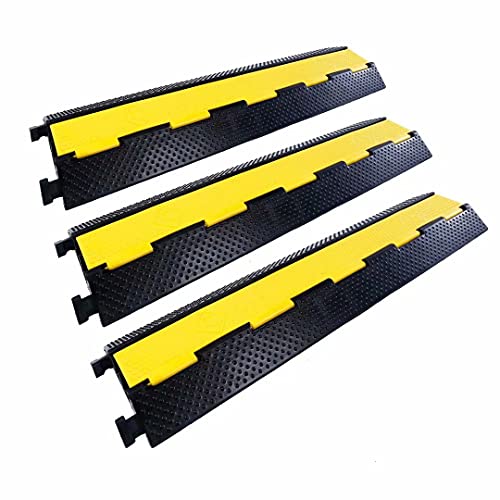Rubber Cable Ramp Cord Cover Cable Protector Ramps Wire Hose Protective 2 Channel 22000Lbs Load Capacity Traffic Speed Bump for Asphalt Concrete Gravel Driveway Indoor Outdoor, 3 Pack - color: 2 channel-3 pack