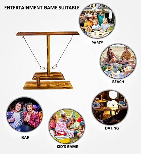 Ring Toss Games for Adults, Indoor Outdoor Yard Games, Patio Decor, Wooden Hook and Ring Game for Bars, Home, Party - color: Large Size- 15.7" X 13"Dark Wood