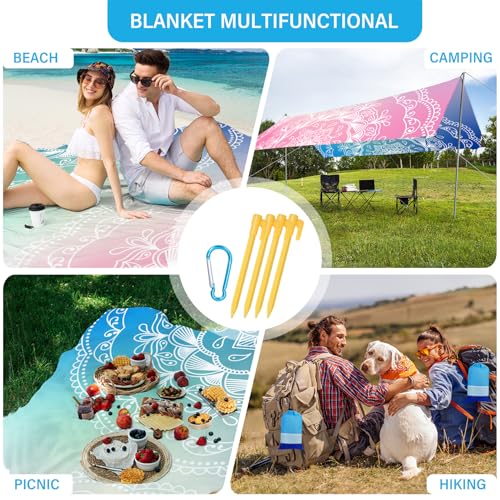 Beach Blanket 78''×110'' Suits 1-7 Adults Waterproof Sandproof Oversized Lightweight Sand Free Beach Blanket Large Picnic Mat for Travel Camping Picnic Hiking - color: Half Mandala, size: 78''x110''