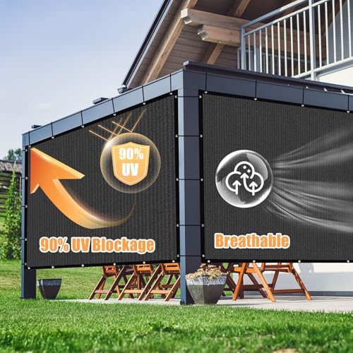 Amagenix 90% Sun Shade Cloth with Grommets, 3' x 6' Pergola Replacement Shade Cover Canopy Privacy Screen for Outdoor Patio Garden, Dark Gray (We Customized) - color: Dark Gray, size: 0 3 x 0 6 FT