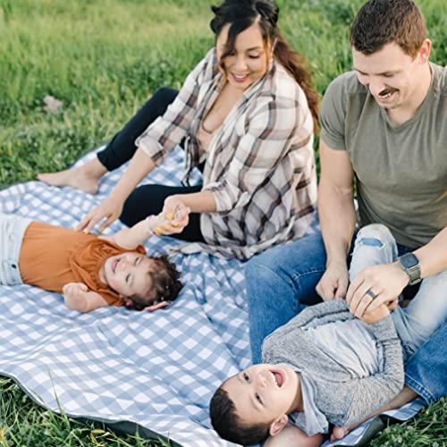 RED ROVR Large Indoor/Outdoor Adventure Blanket |for Parks, the Beach and Indoor activites |Compact with Shoulder Strap & Pocket (Picnic Blue) - color: Blue