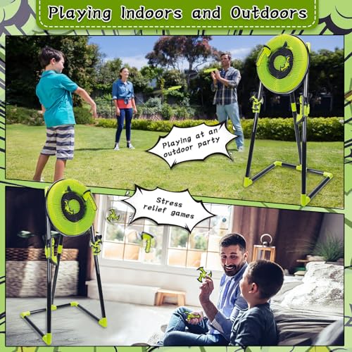 Axe Throwing Game for Backyard - Outdoor Games for Kids Adults Family - Bristle Target, Bow & Arrow, Throwing Axes, Ninja Stars Darts Includes - Archery Games for Yard Lawn Carnival - color: Green, size: 18'' Bristle Target