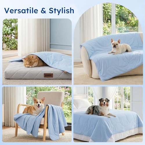 ZOMISIA Premium Cooling Blanket for Medium Dogs - Q-MAX>0.5 Cold Breathable Washable Pet Mat, Travel Soft Dog Summer Essentials, Blue, 30"x40" - color: Blue, size: M(30x40")