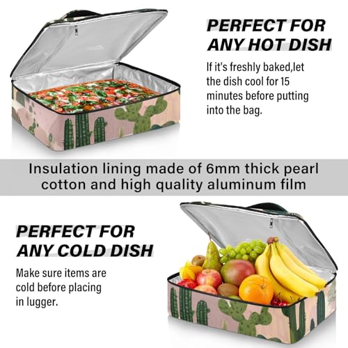 Casserole Carriers for Hot or Cold Food Reusable Casserole Dish Carrier Insulated Thermal Large Capacity Durable Perfect for Party Camping Family Gatherings Yellow Fish - color: Boho Cactus Mountains and Sun