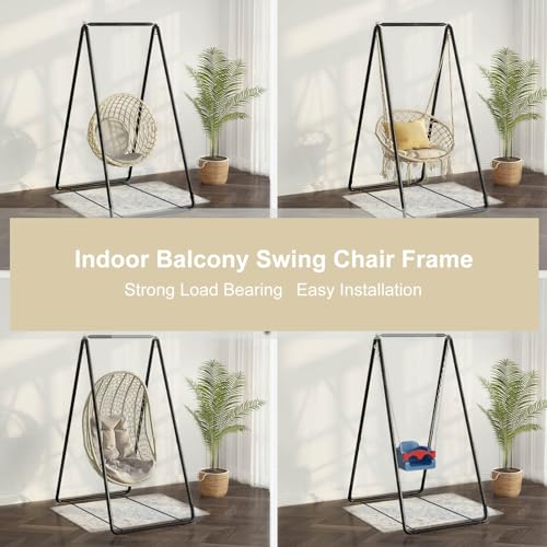 Hammock Chair Stand,Heavy-Duty Steel Hammock Stand,300LBS Multi-Use Swing Stand for Outdoor Indoor，Hammock Chair not Include, Black (Fast Delivery from USA)