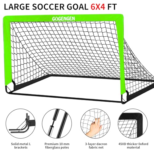 Soccer Goal, 2 of 6x4 Soccer Goals for Backyard with Soccer Net, Soccer Ball, Target, Cones, Soccer Training Equipment for Toddler Kids Youth - color: Green