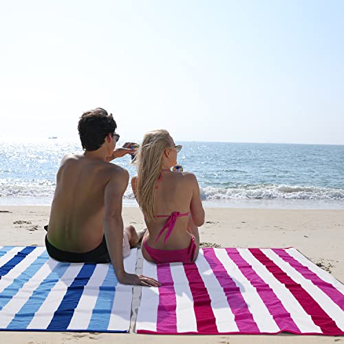 Bornbay Cotton Oversized Beach Towel - Extra Large 40"X70" Plush Thick Pool Towel, XL Fluffy Multi Blue Beach Towels Stripe Swimming Towel for Adults Mens Women - color: Multi Blue