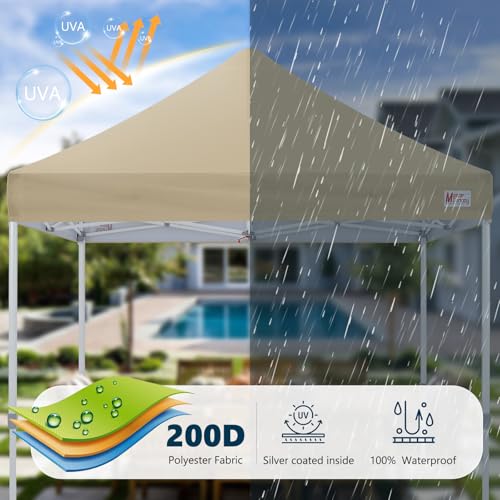 MASTERCANOPY Pop Up Canopy Tent Commercial Grade 10x10 Instant Shelter (Beige) - color: Beige, size: 10x10