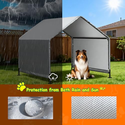 4'x 4'x 3.3' Dog Shade Shelter, Outdoor Dog Tent Dog House Canopy Waterproof, Sun Protection with Ground Stakes for Pet Medium Large Dogs, Cats, Pigs, Chicken, Goose (4‘’)