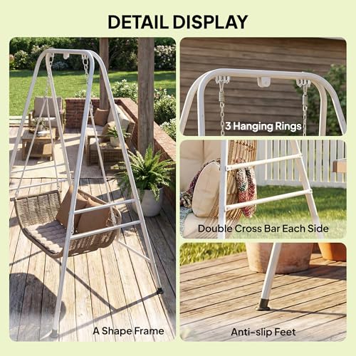 Outsunny Hammock Chair Stand, Free Standing Heavy Duty Hanging Swing Chair with Anti-Slip Foot Pads, 2 Carabiners, for Relaxation, Indoor and Outdoor Use, White - color: White