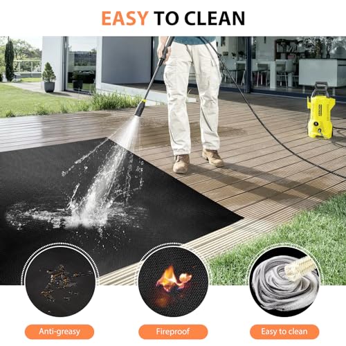 65 x 48 inch Under Grill Mats for Outdoor Grill - Fireproof Grill Mats for Outdoor Grill Deck and Grass Protector - Water Resistant & Oil Proof- Easy to Clean Fire Pit Mat, Fireplace Mat - size: 65x48in(0.6mm)