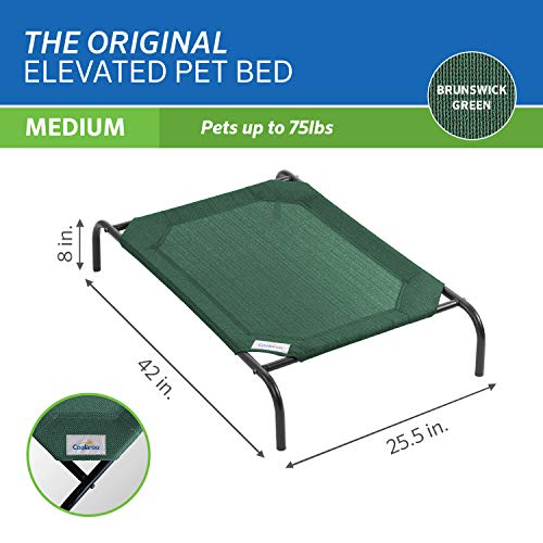 Coolaroo The Original Cooling Elevated Pet Bed, Medium, Brunswick Green - color: Brunswick Green, style: Medium Dog Bed