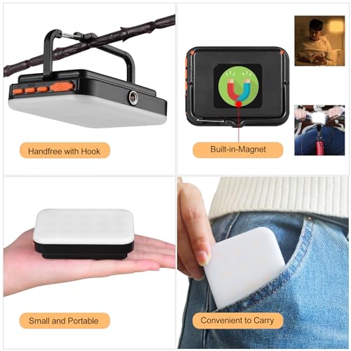 Tent Lights for Camping, Rechargeable Camping Lights for Tent, Camping Tent Light RGB Lights with 8 Light Modes IP65 Waterproof Magnetic Function for Outdoor Emergency Fishing Tent(Black) - style: LY01 Black