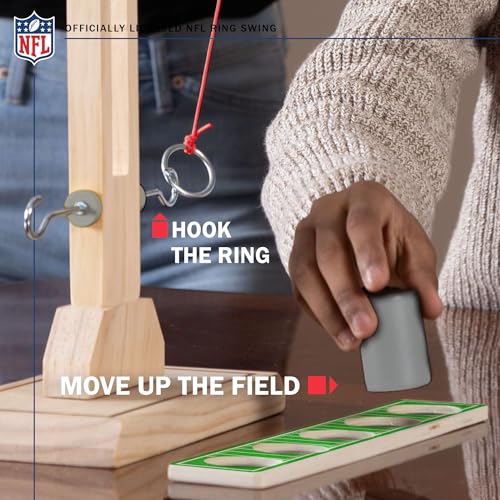 Wild Sports NFL Carolina Panthers Wooden Ring Swing Battle - Head-to-Head Ring Toss Hook & Ring Game for NFL Fans