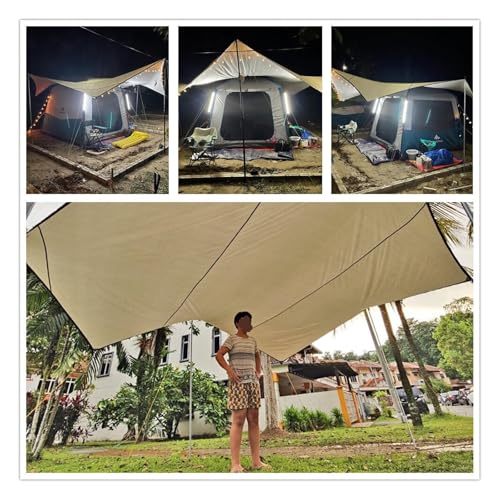 5.1x5.1m Large Tarp Waterproof Shade Sail Sun Shelter Camping Awning Tent Sunshade Outdoor Garden Canopy(Khaki)